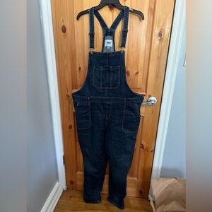 Old Navy dark wash overalls